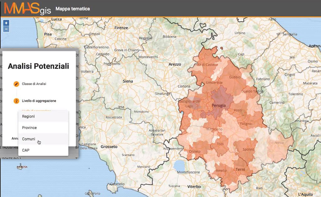 MMAS gis: Visualisierung von Gebietskarten auf thematischer Karte , MMAS-Potenzial